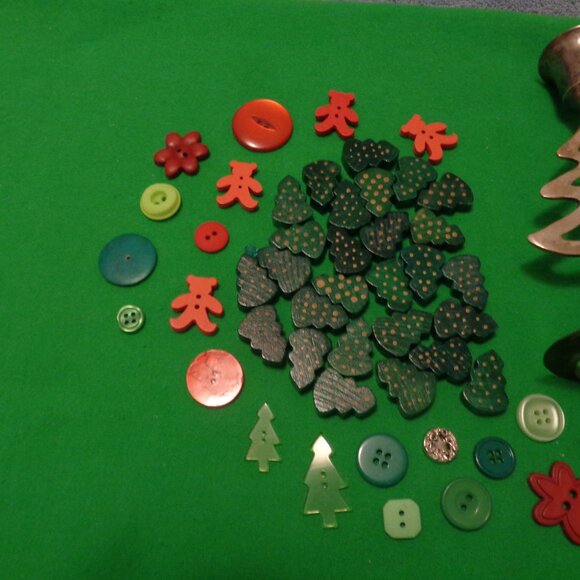 CHRISTMAS TREE CANDLEHOLDER Craft Trees Colors Buttons Ornament Old Fork Lot - Picture 5 of 5